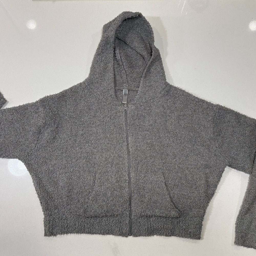 SKIMS Cozy Knit Zip Up Hoodie Smoke 2x/3x Oversized Cropped